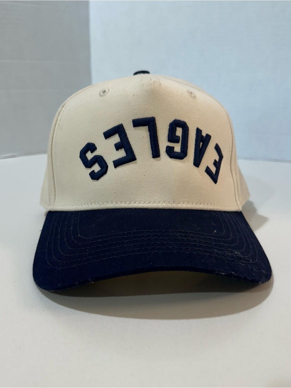 Codeword upside down  'EAGLES' Baseball Cap - Cream and Navy